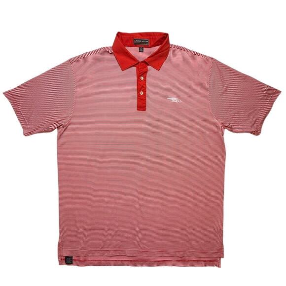Peter Millar Summer Comfort Golf Polo Red White Stripe Dove Mountain Logo XL - Picture 1 of 10